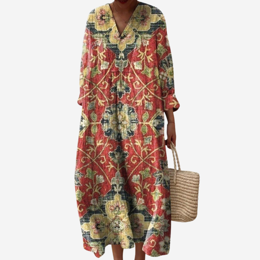 Noavera™ | Bohemisk klänning i jordtoner