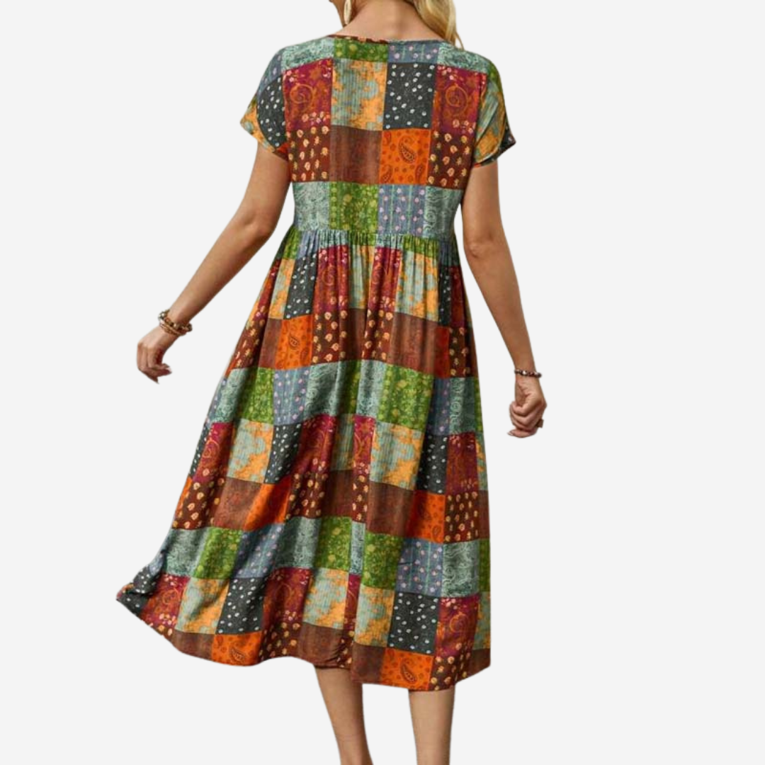 Noavera™ | Bohemisk klänning med rutmönster