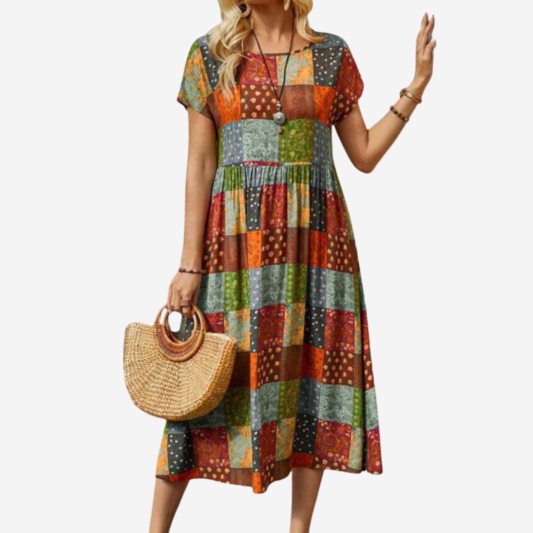 Noavera™ | Bohemisk klänning med rutmönster