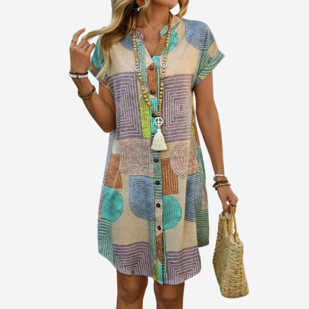 Noavera™ |  Patchwork klänning i retrostil